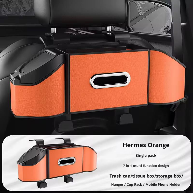 Multipurpose 7 in 1 vehicle/ car rear seat storage box with tissue cup holder