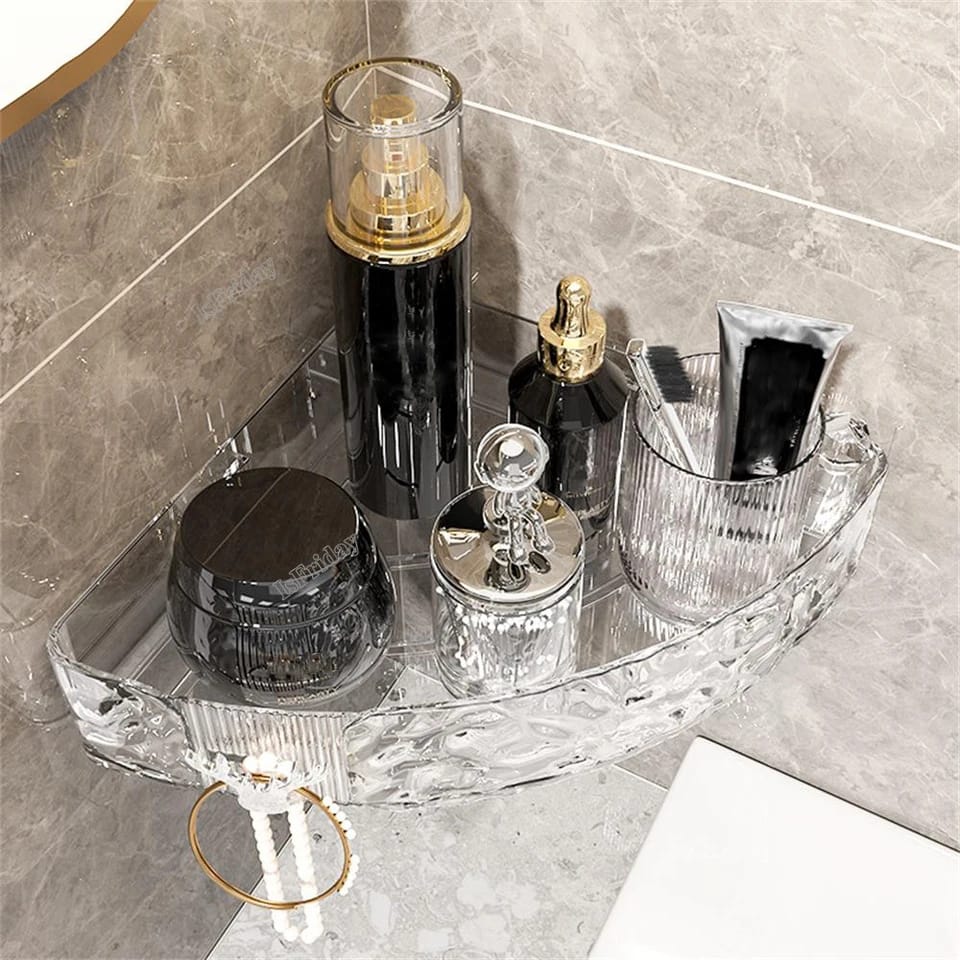 Water Ripple Bathroom Storage Rack Durable Thickening Plastics Shower Gel Storage Rack Punch Free Wall Storage Rack Bathroom