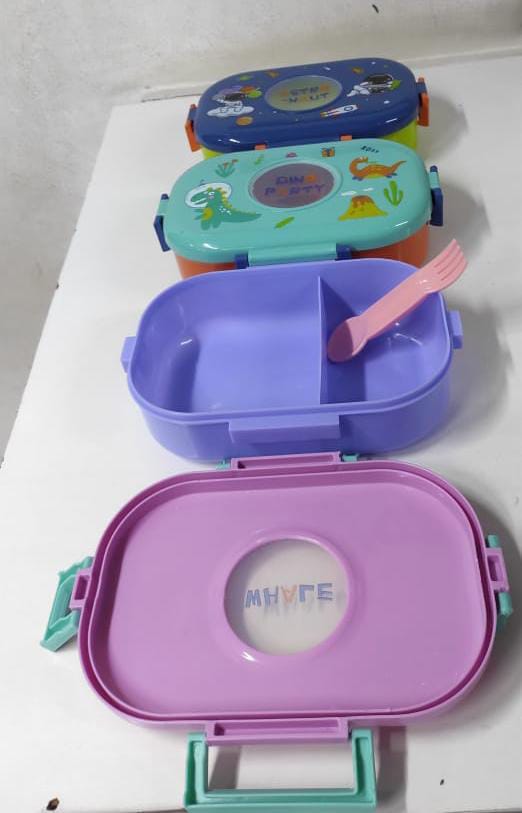 Oval Dino Cartoon themed Healthy Plastic Lunch Box, Microwave safe Lunch Bento Boxes Food Container, Kids Snackbox/Lunchbox