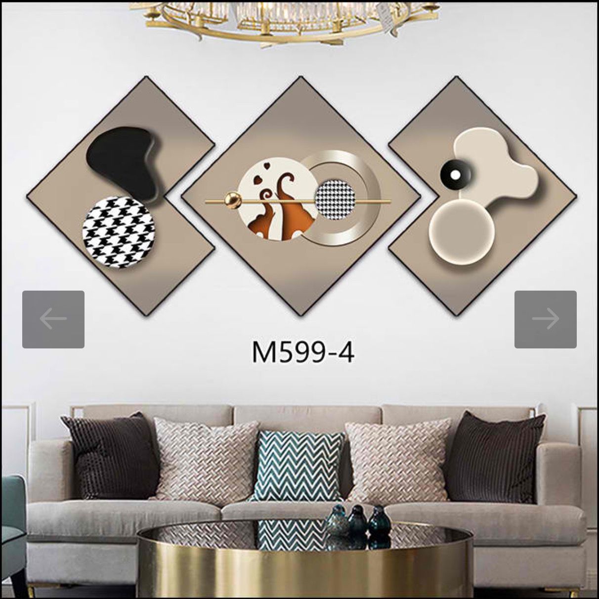 3 Piece 3D Abstract Art 78 Crystal porcelain painting Aluminum Alloy Frame