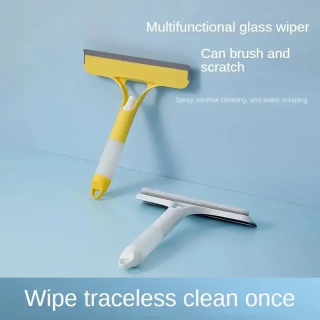 3-in-1 Car Spray Glass Double Sided Wiper Spray Window Squeegee Cleaner Bathroom brush Mirror Scrapper with spray bottle