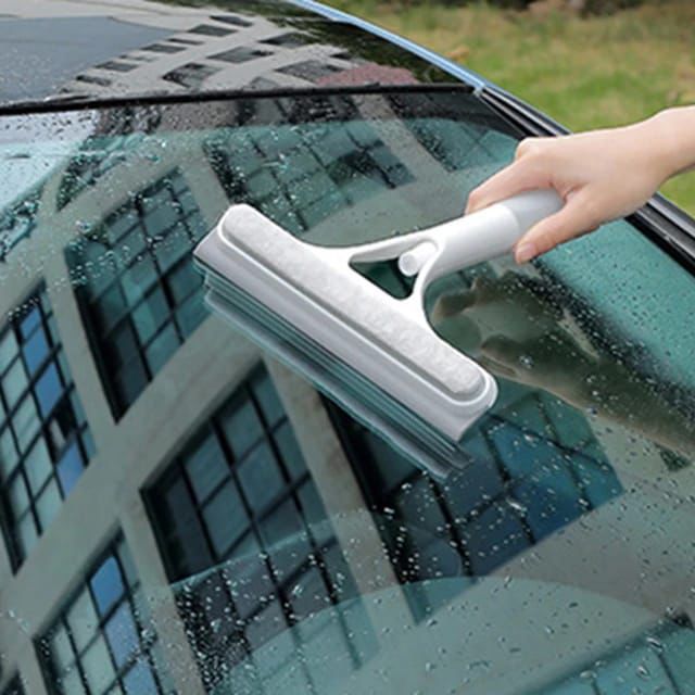 3-in-1 Car Spray Glass Double Sided Wiper Spray Window Squeegee Cleaner Bathroom brush Mirror Scrapper with spray bottle