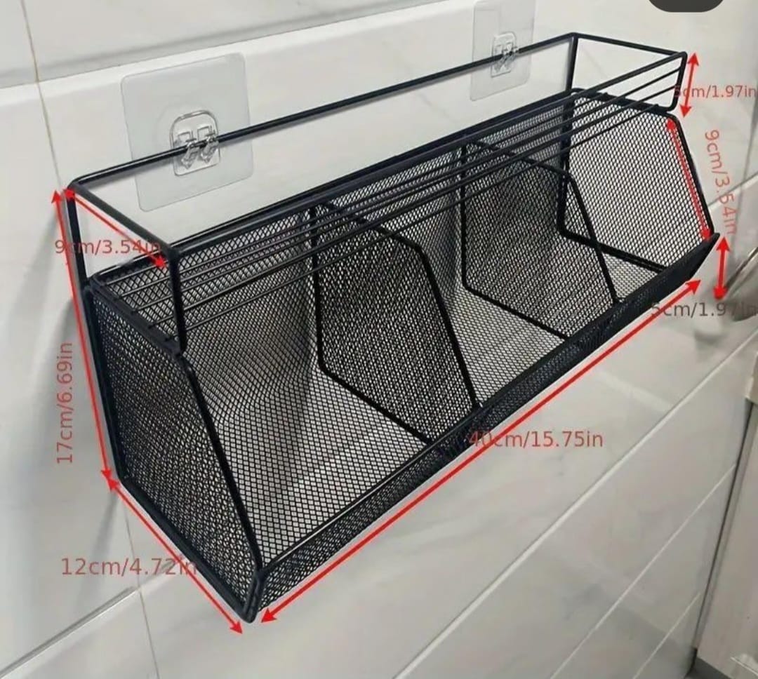Black metal mesh organizer
