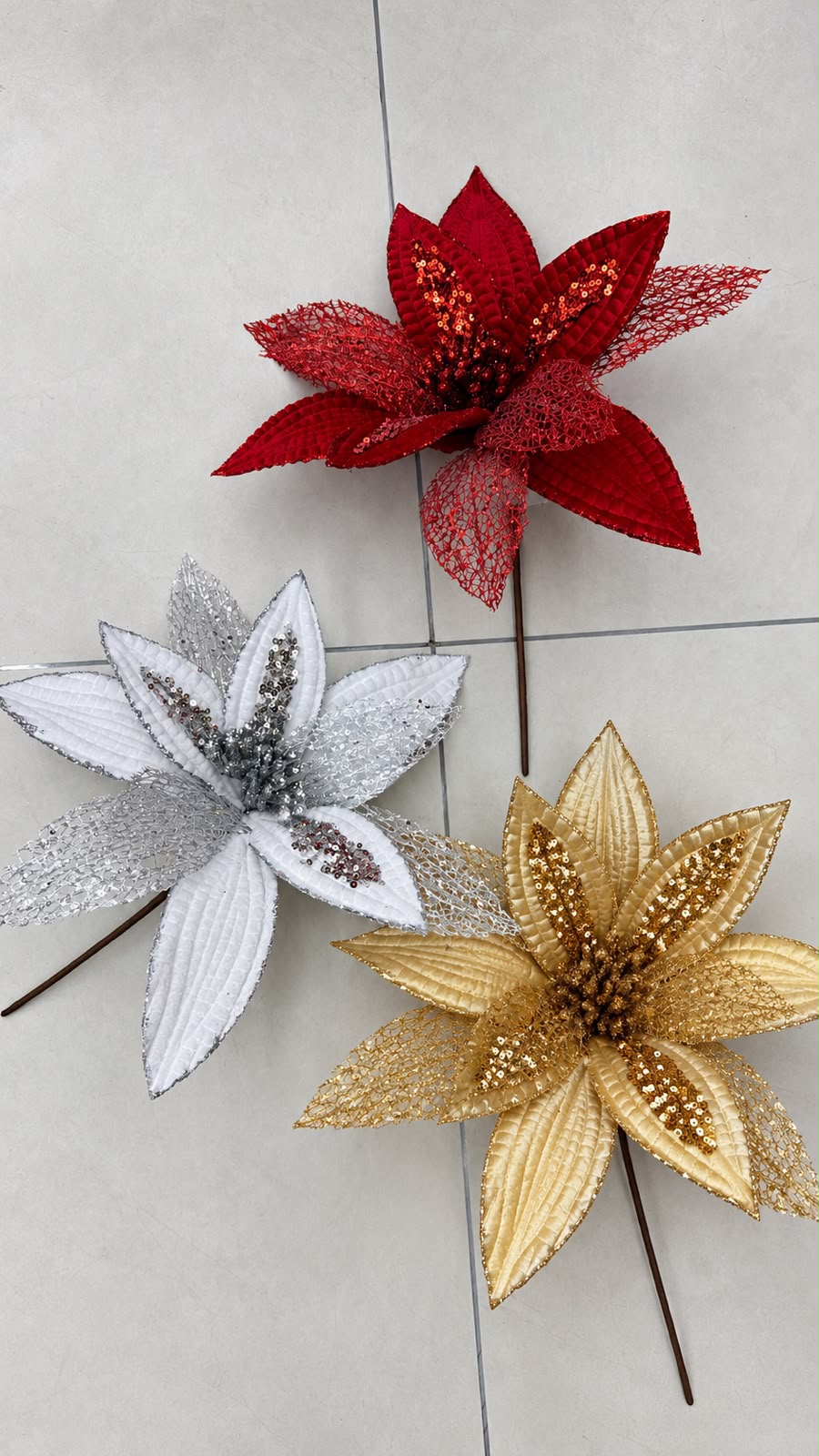 Glitter Poinsettia Christmas Flower