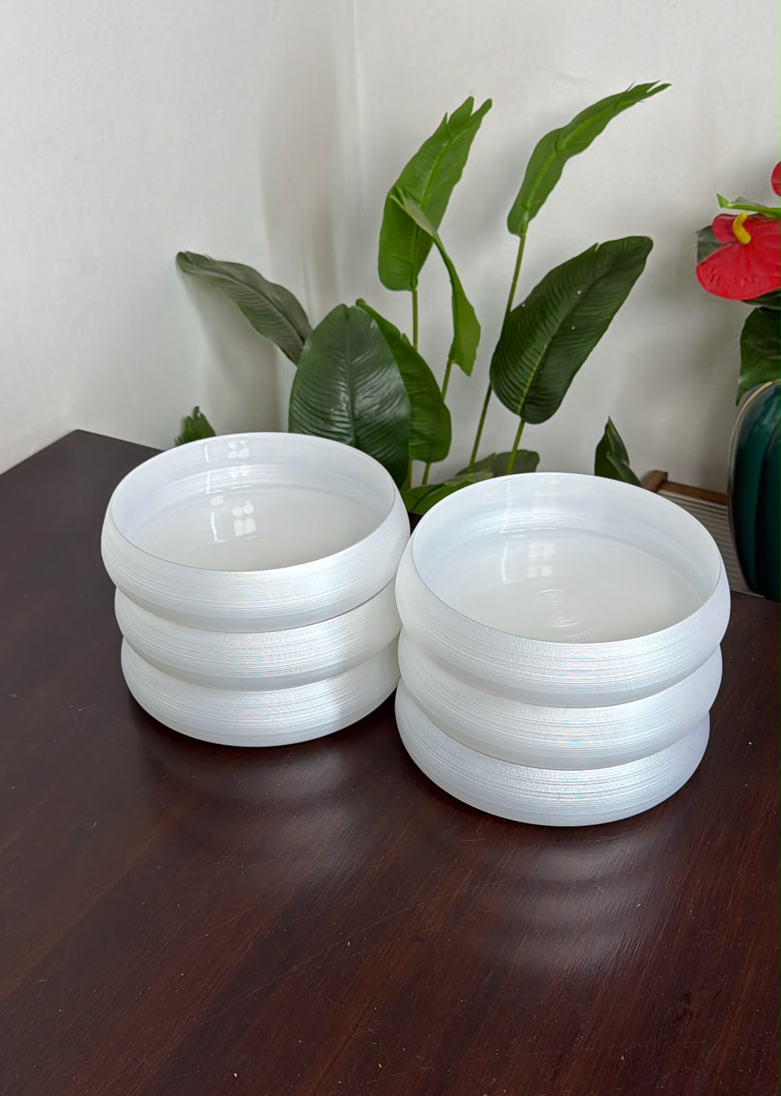 Frosted, rippled,handcrafted crystal glass dinnerplates