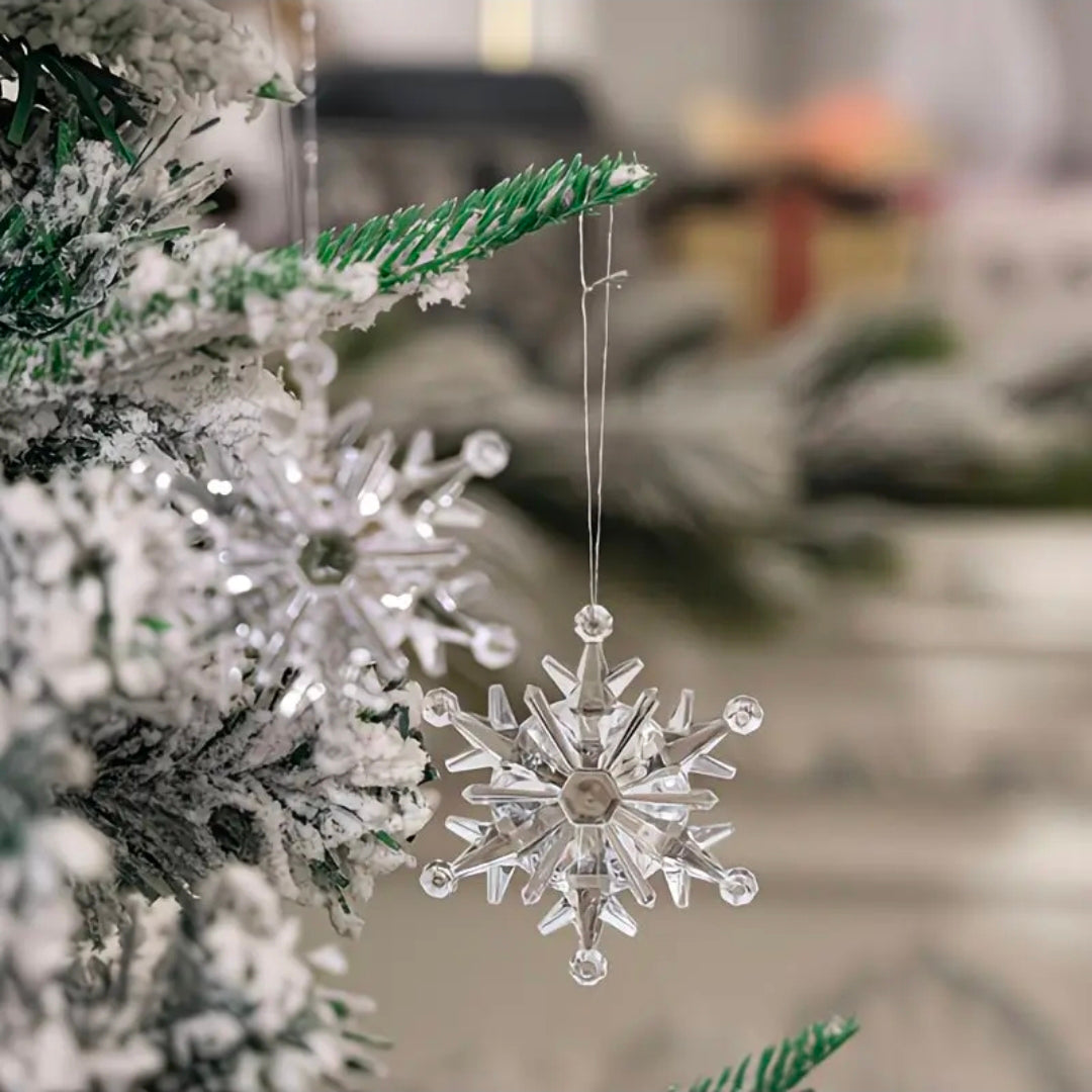 -Piece Crystal Snowflake Christmas Ornaments