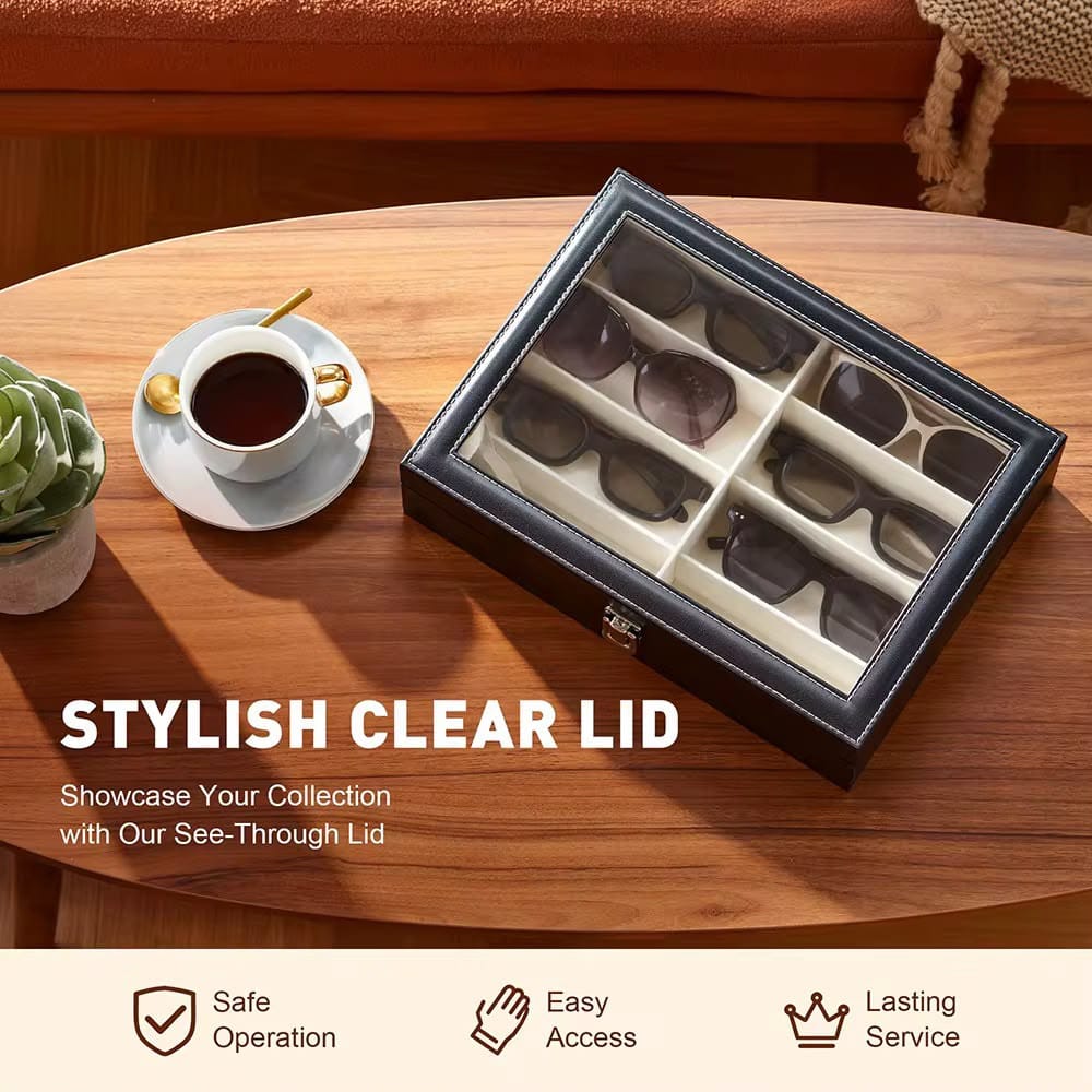 8 Sots High Quality PU Leather Sunglasses Organizer Box