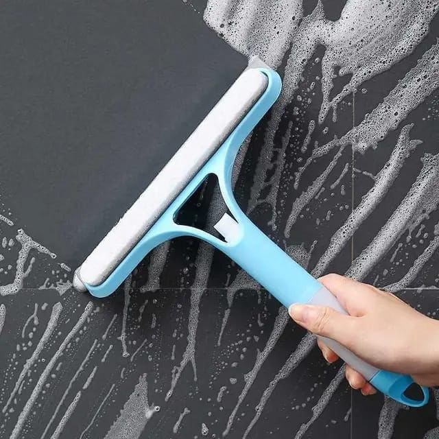 3-in-1 Car Spray Glass Double Sided Wiper Spray Window Squeegee Cleaner Bathroom brush Mirror Scrapper with spray bottle