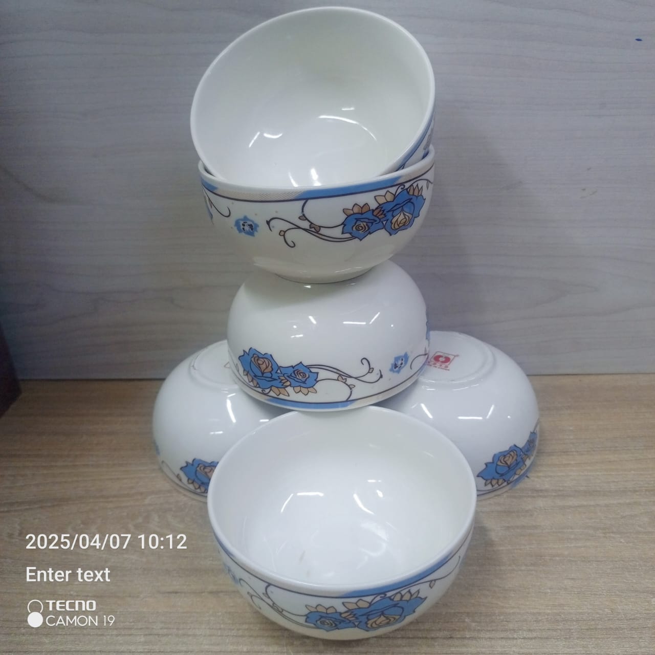 Ceramic flowered soup bowls