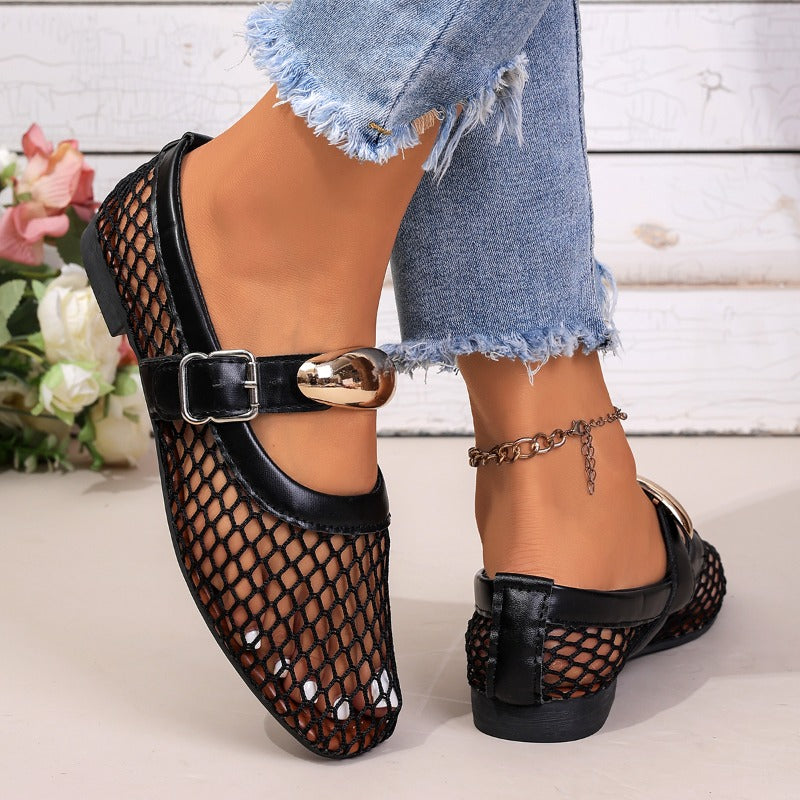 *New Women Sandals Mesh Breathable Fashion Versatile Sandals Women Flat Soft Soled