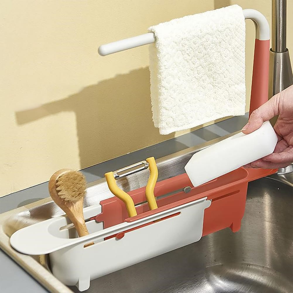 Telescopic Sink Shelf Kitchen Sinks Organizer Soap Sponge Holder Sink Drain Rack Storage Basket Kitchen Gadgets Accessories Tool