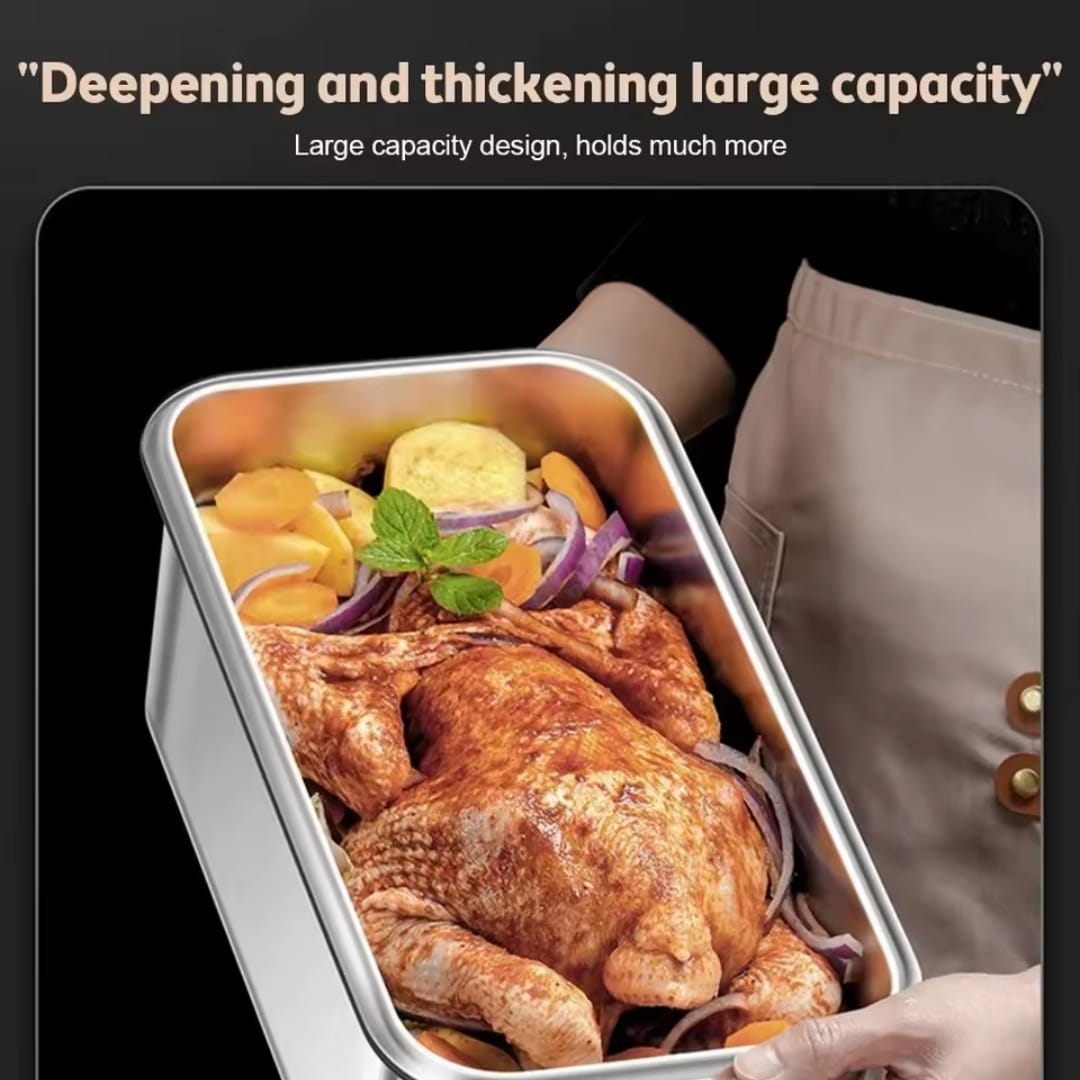 Food grade stainless steel large capacity leak proof kitchen storage container with date indicator.