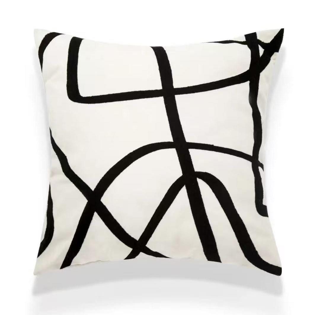 Geometric line printed throw pillow covers