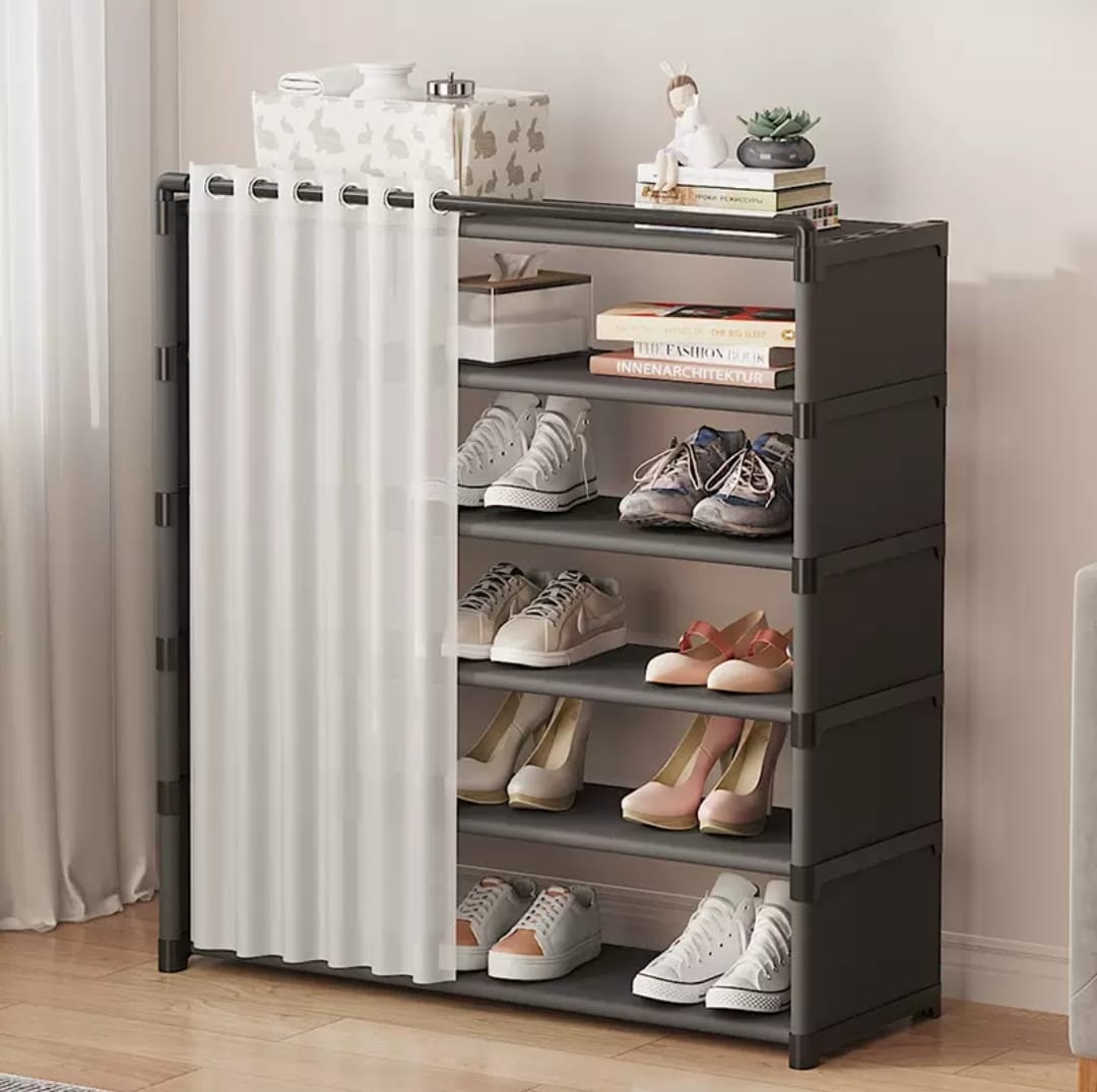8- layer shoe rack organizer with fabric dustproof cover