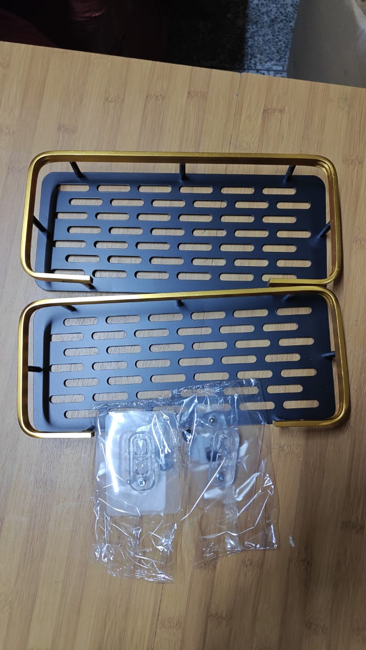 2pcs Aluminum Alloy Rectangular Shelf (black & gold)