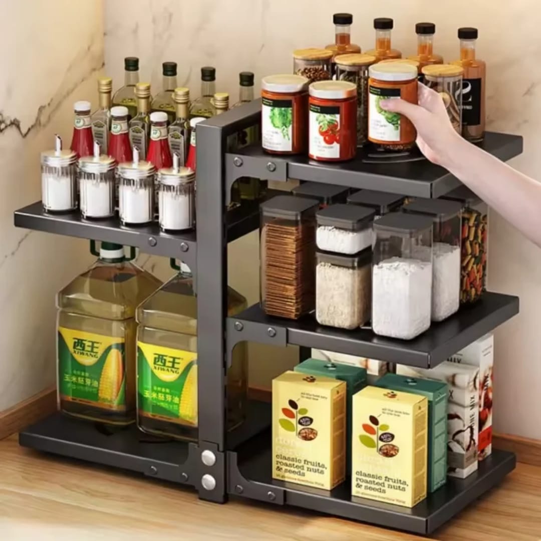 Multi-Layer Pot Storage Rack Adjustable Under Sink Pan Holders Kitchen Accessories Organizer Shelves Household Cabinet Rack