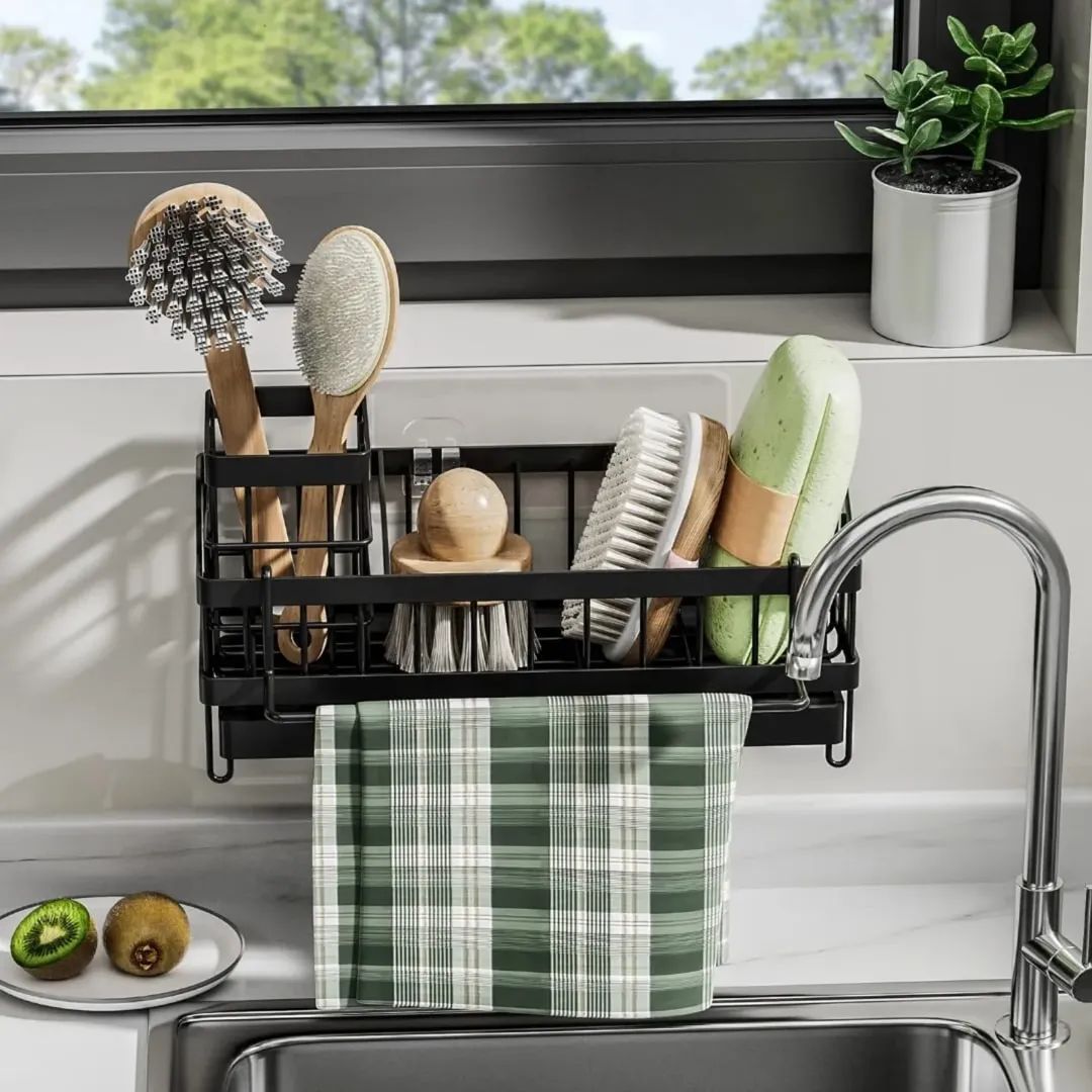 Sink Caddy with Water Draining Tray/Multifunctional Sink Sponge Detergent storage Rack