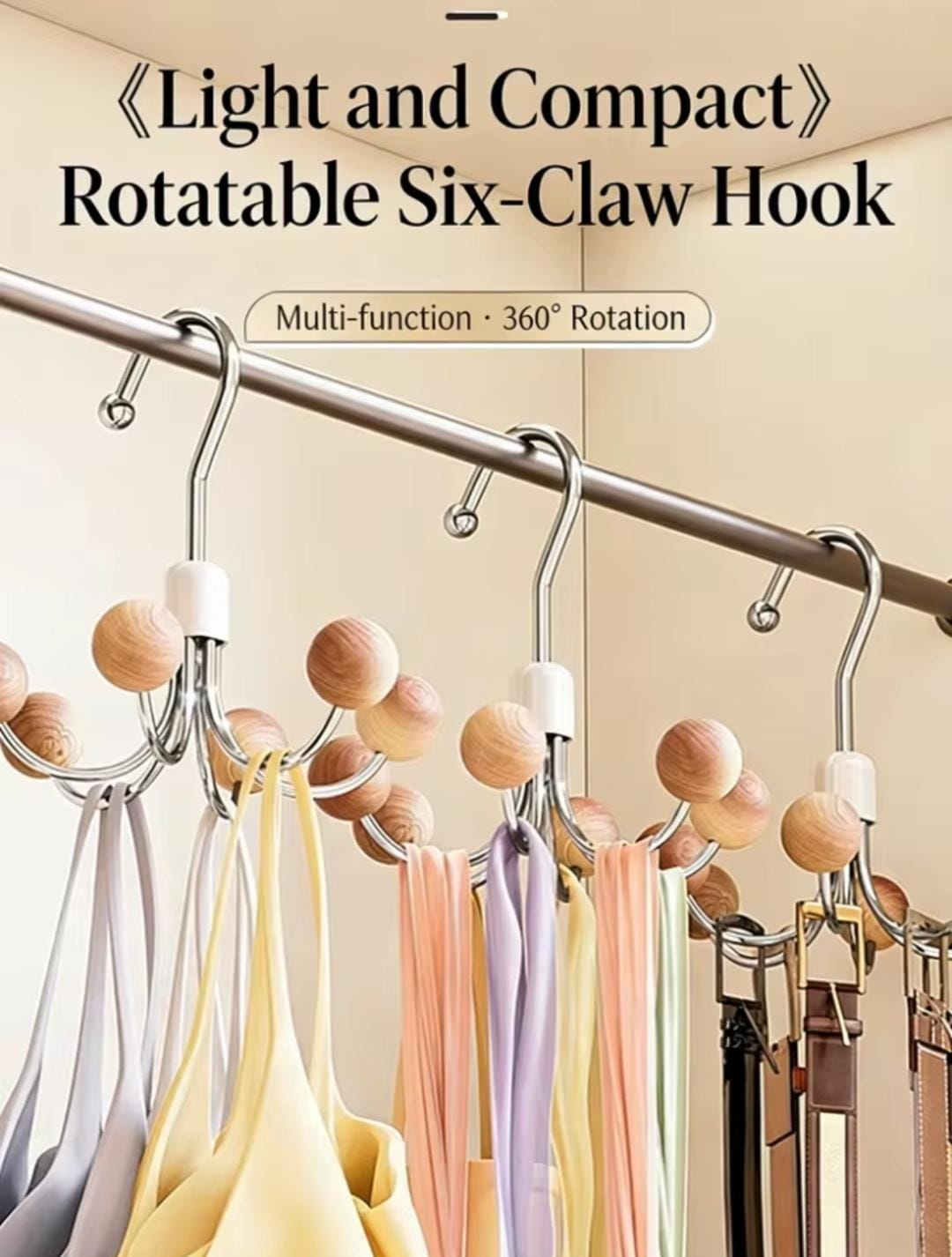 6 hooks rotating hanger