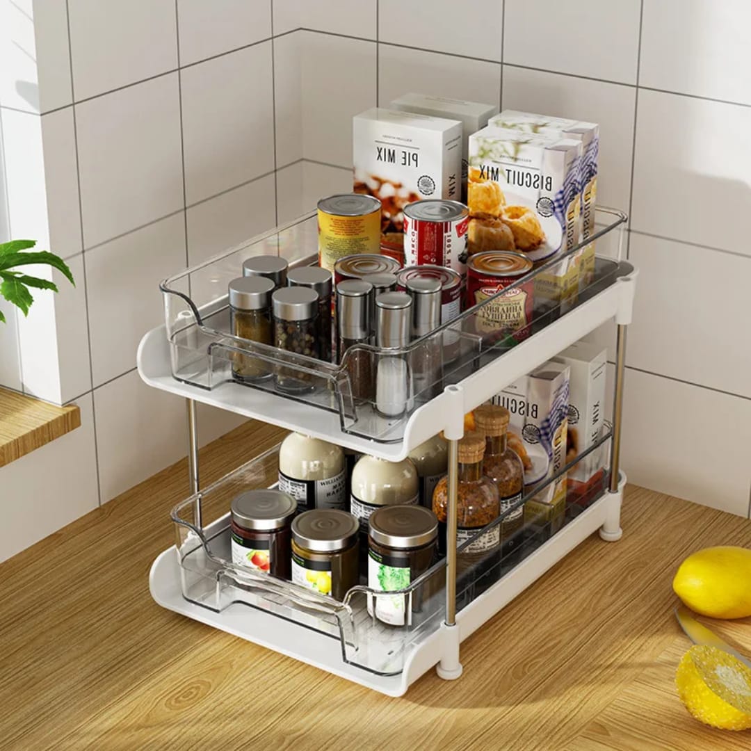 2 Tier Pull-Out Drawer Under the Sink Storage Organizer