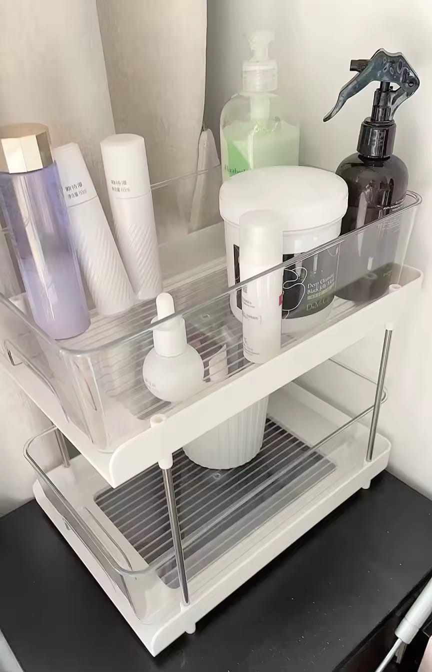 2 Tier Pull-Out Drawer Under the Sink Storage Organizer