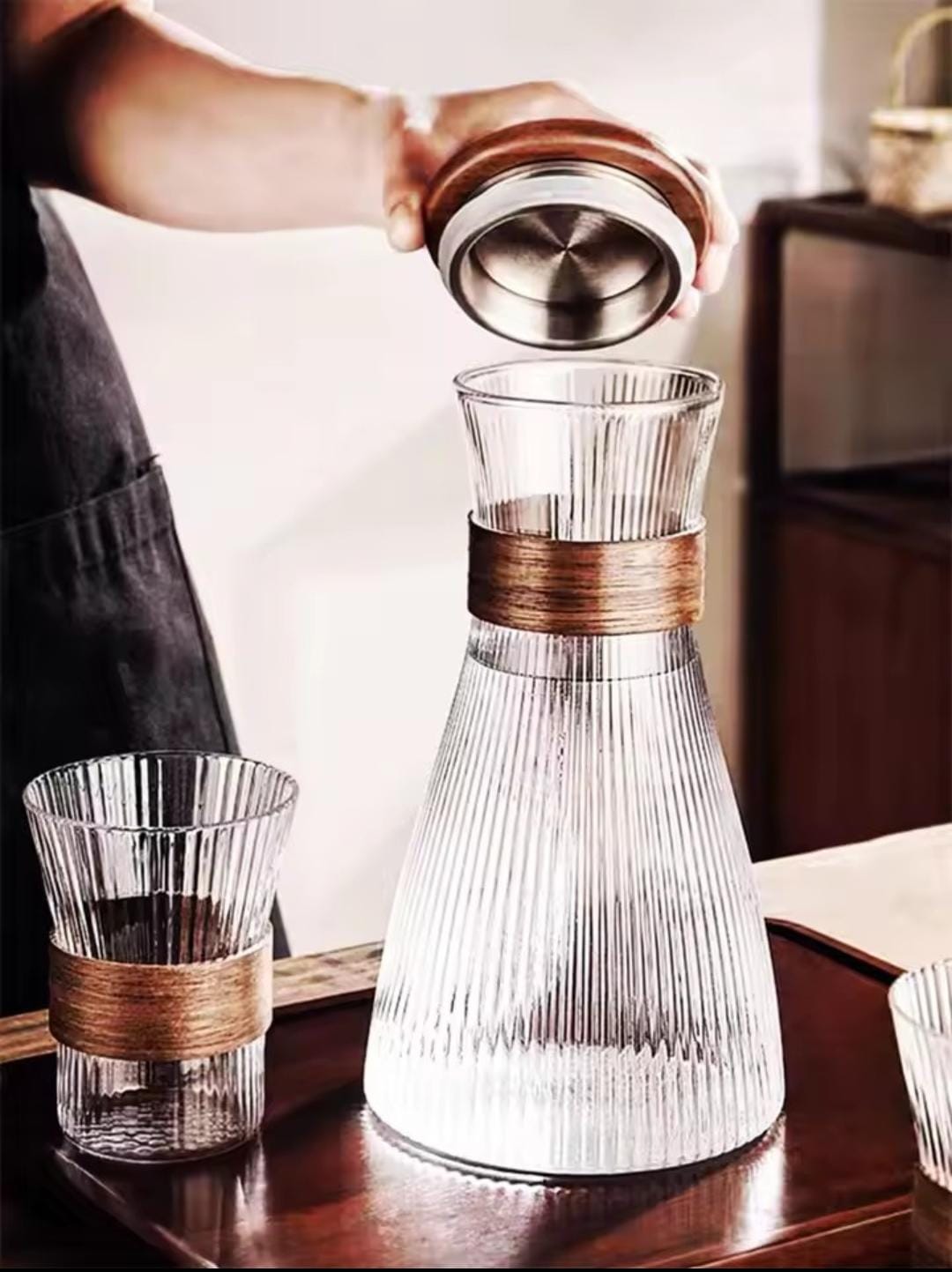 Glass carafe with glasses