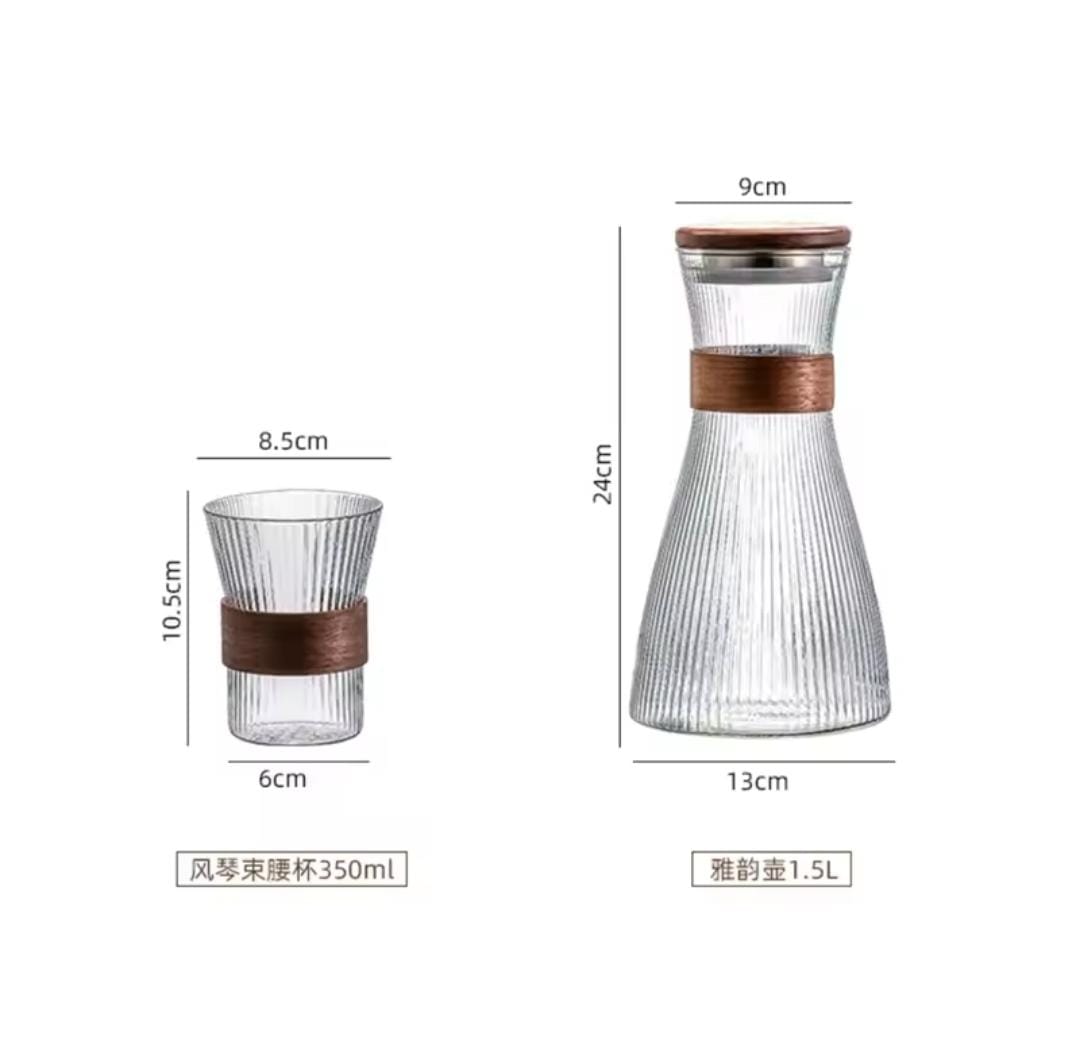 Glass carafe with glasses