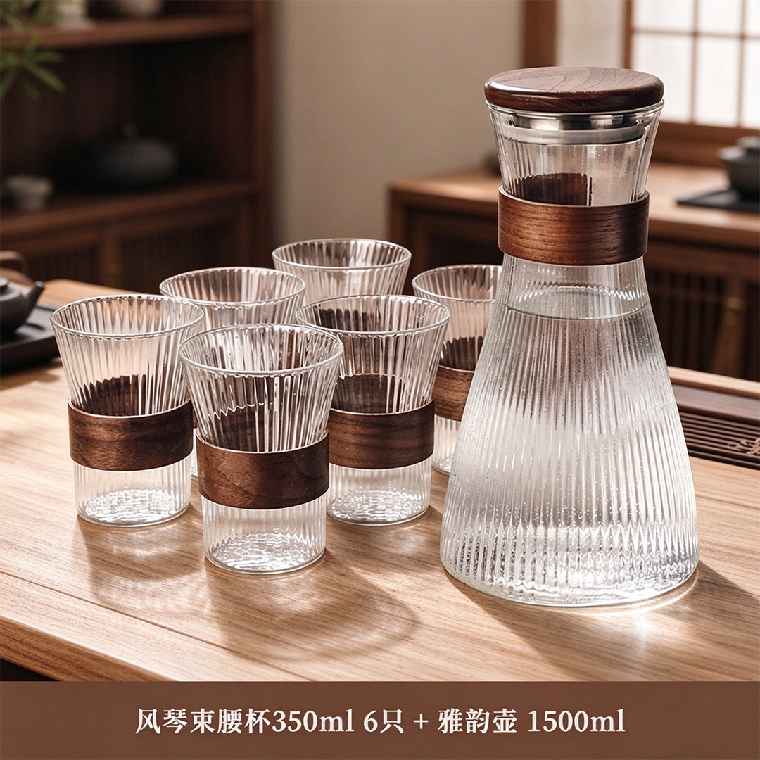 Glass carafe with glasses