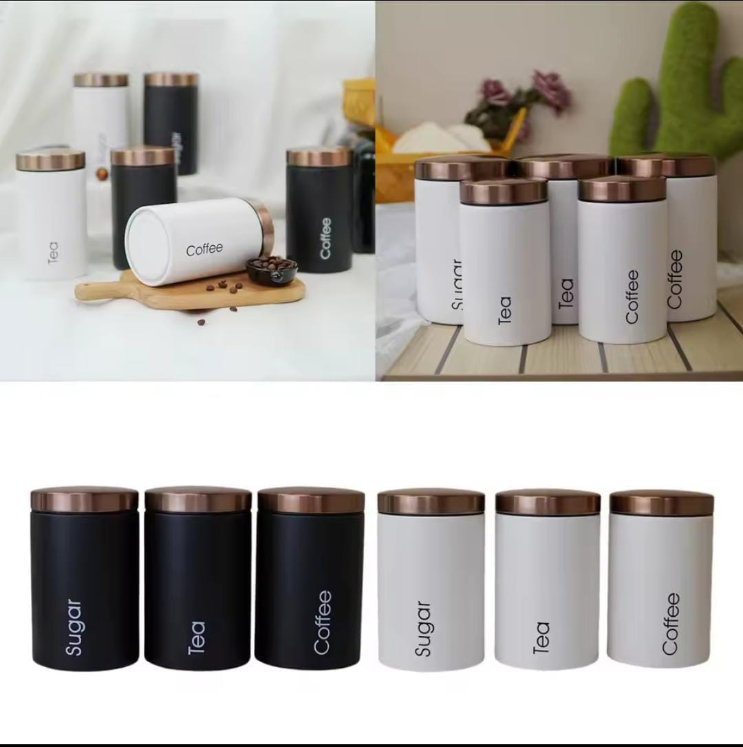 3pcs canisters set (Sugar, Tea, Coffee)