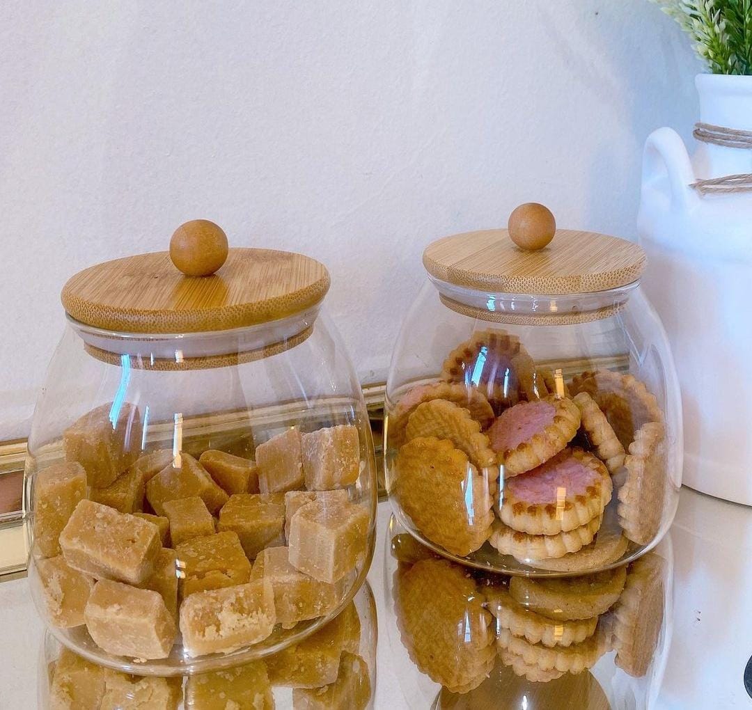 Glass storage containers /canisters With Bamboo lid