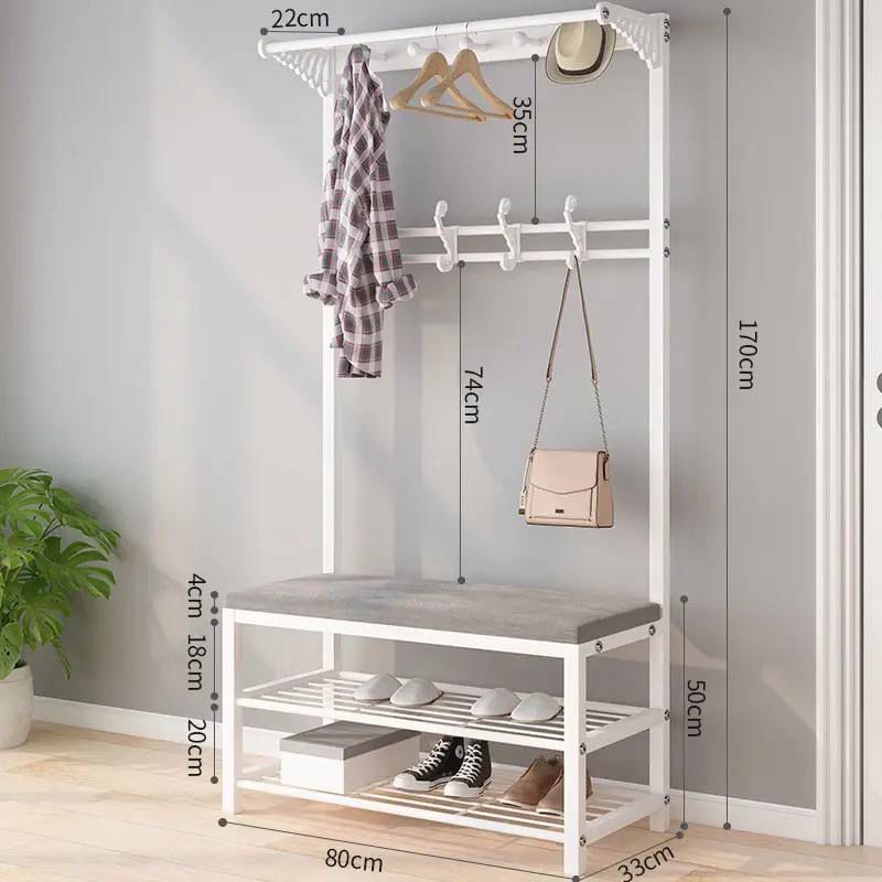 Multipurpose Entryway Bench shoe rack with clothes hanger