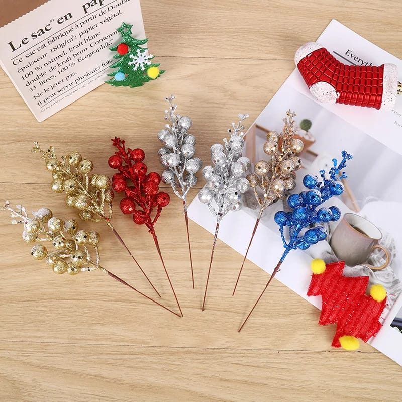 3 Heads Artificial Berries Branch Flowers