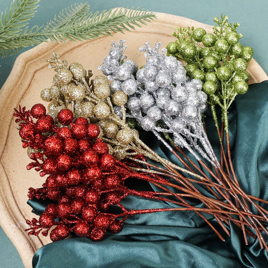 3 Heads Artificial Berries Branch Flowers
