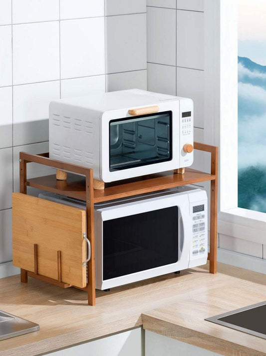 Bamboo microwave stand one tier