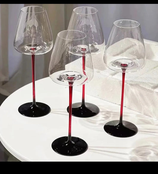 Crystal Glass concave Red Bottom Wine glass 2pcs