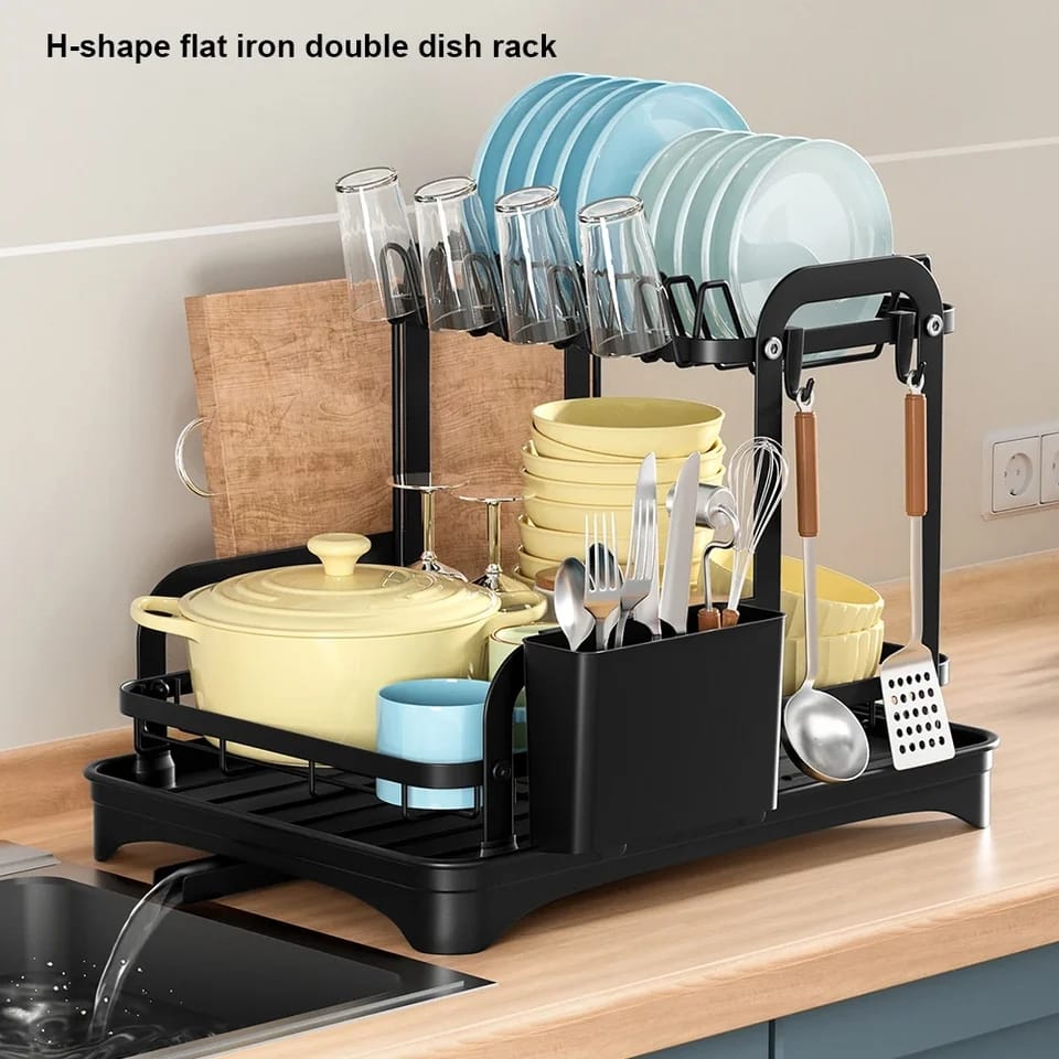 2 Tier Dish Drying Rack with Drip Tray