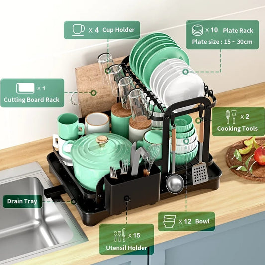 2 Tier Dish Drying Rack with Drip Tray