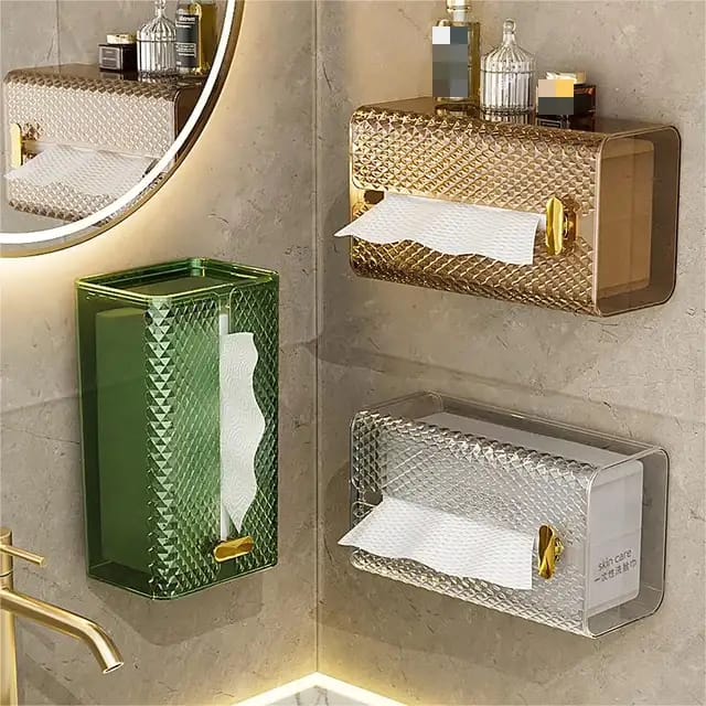 Luxury Diamond Tissue Box Wall-Mounted Acrylic Transparent Tissue Box Table Napkin Holder Bathroom Paper Box