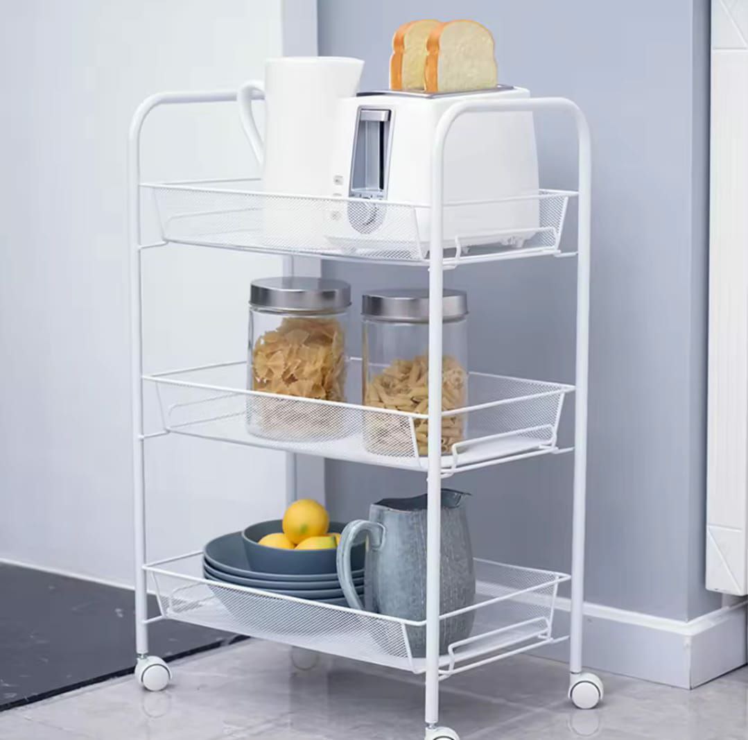 3 layer Multifunctional mesh design storage trolley