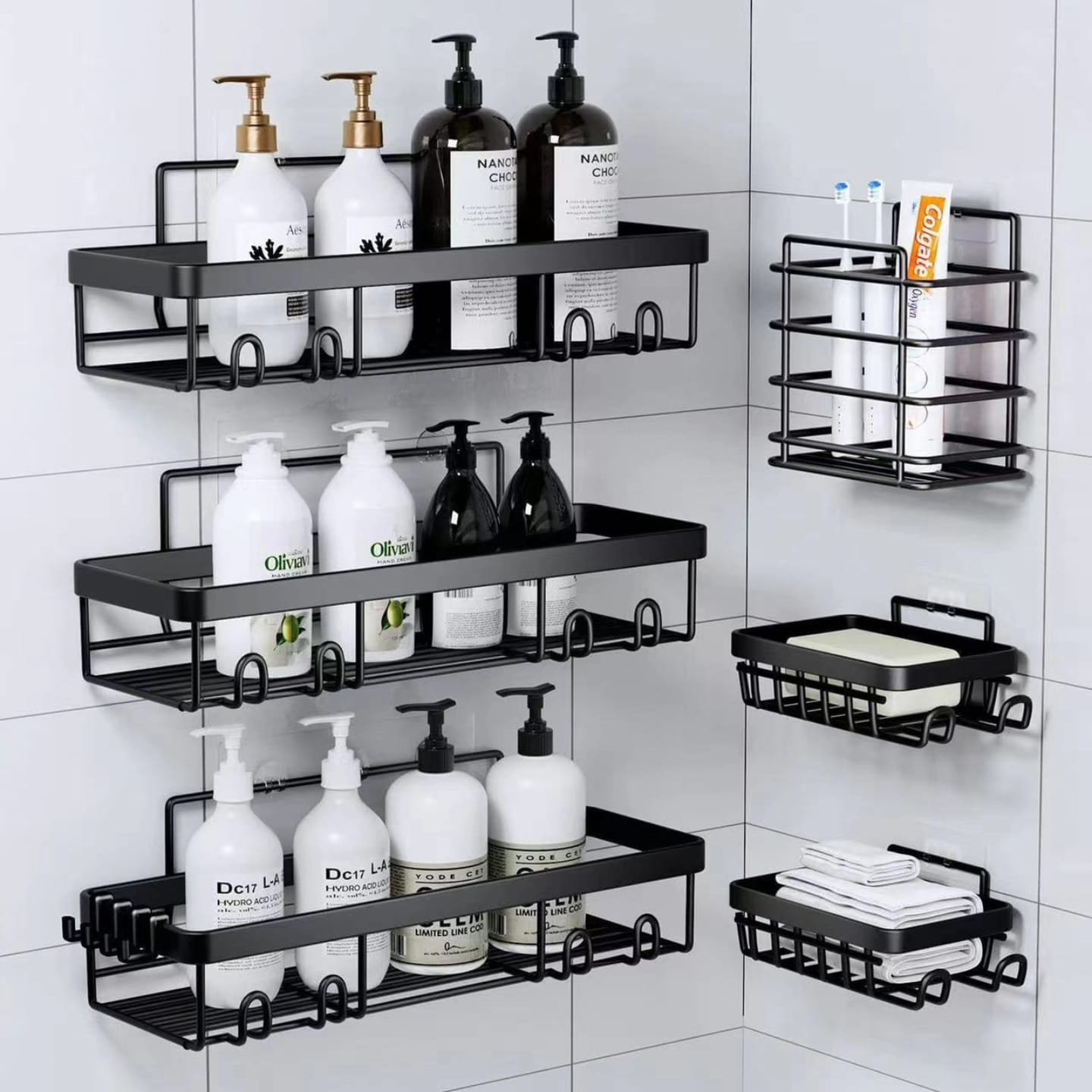 6pcs set Shower caddy shelf/Bathroom organizer