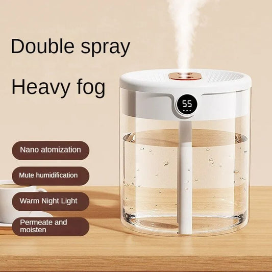 2L Double Nozzle Air Humidifier With LCD Humidity