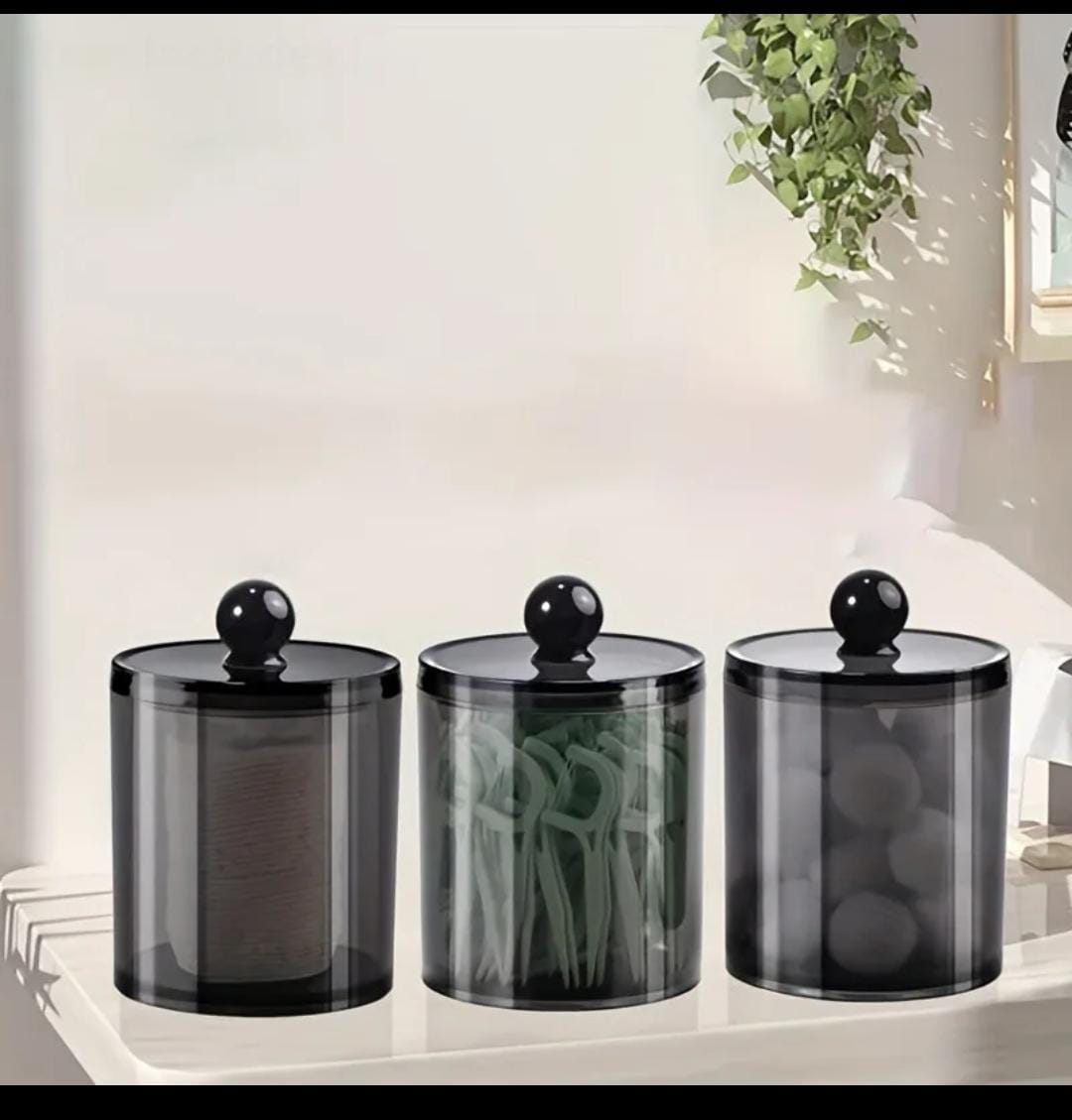 Bathroom Jar New Plastic Black Storage Dispenser Boxes