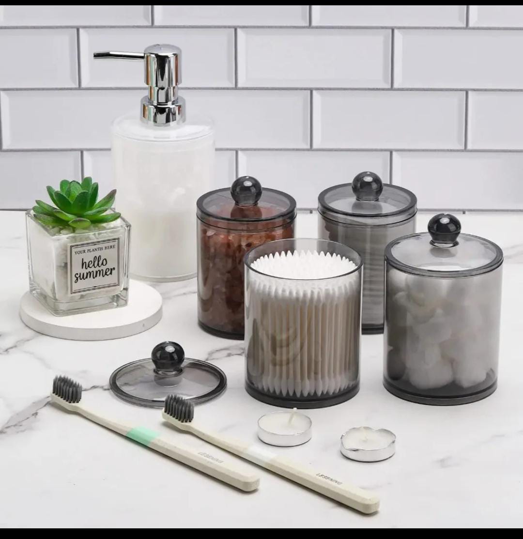 Bathroom Jar New Plastic Black Storage Dispenser Boxes