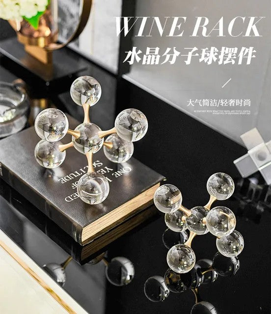 Decorative Sculpture, Modern Minimalist Metal Crystal Molecular Ball Decoration