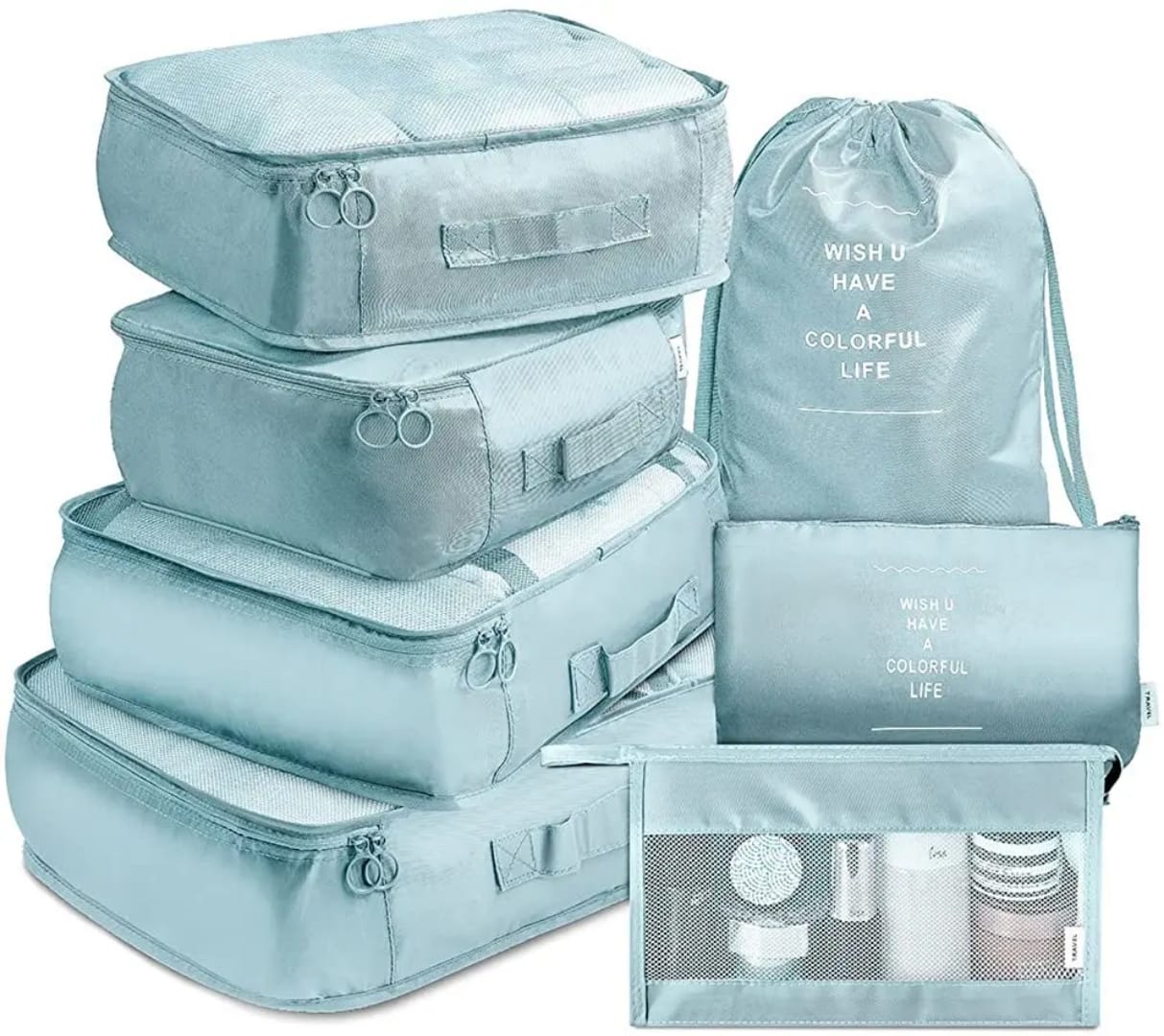 8pcs Luggage Travel Organizers For Suitcase With Toiletry Case