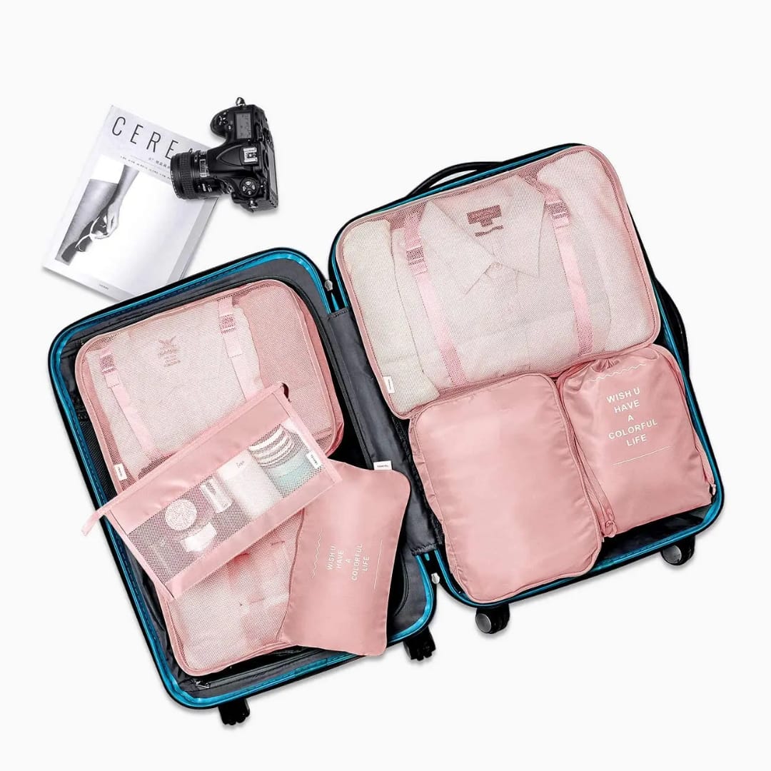 8pcs Luggage Travel Organizers For Suitcase With Toiletry Case