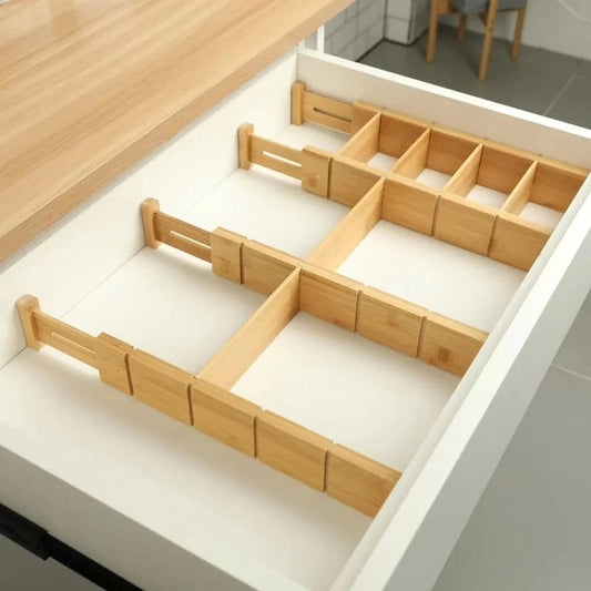 4pcs set Bamboo Drawer Divider with inserts