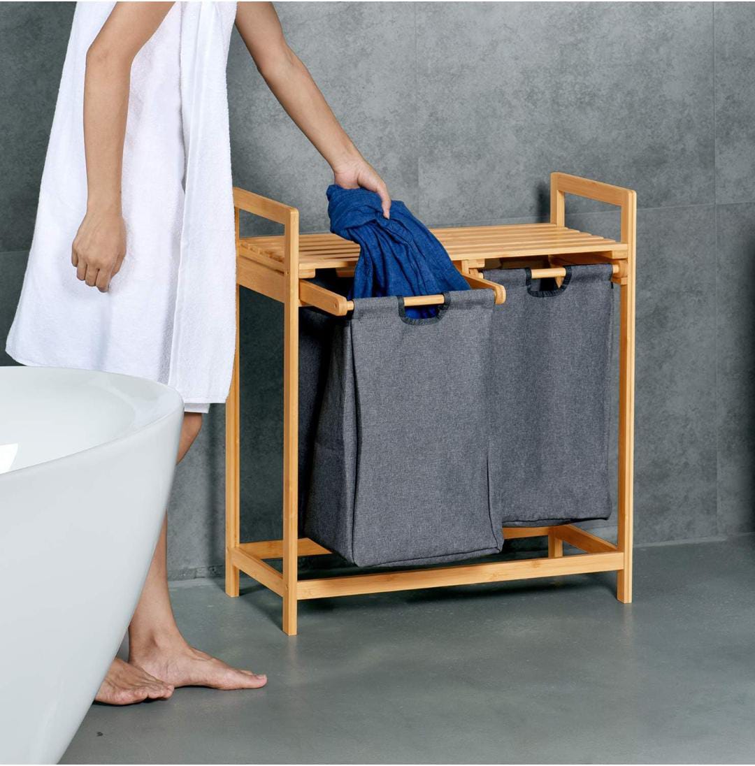 2 in 1 Bamboo laundry garment sorting/Storage