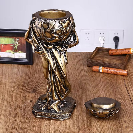 Ancient Greek Mythology Atlas Optimus Prime Giant God Sculpture Home Resin Craft Decoration Unique Posture Can Collectible Atlas Statue