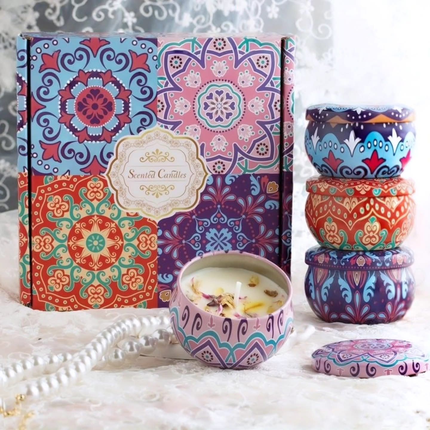 100% Soy Wax Scented candles soothing with petals gift set