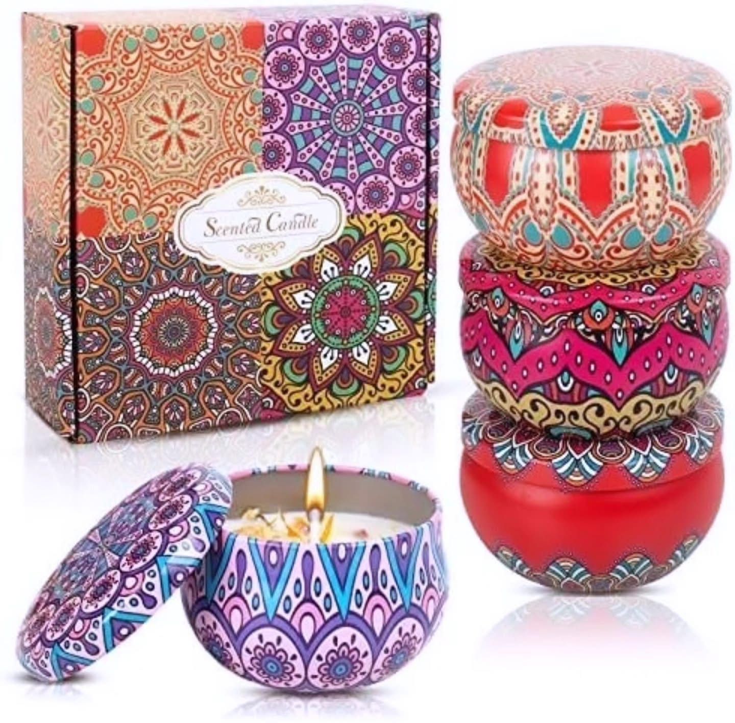 100% Soy Wax Scented candles soothing with petals gift set
